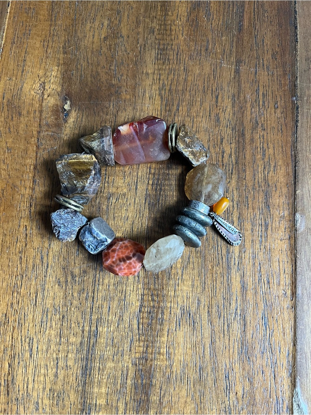 Silpada Multistone Beaded Bracelet in Brown, Red, Yellow, Gray